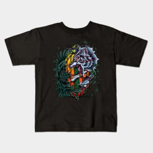 Wolf vs crow Kids T-Shirt